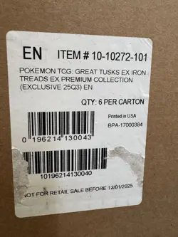 Pokemon TCG Paldean Fates Great Tusk Iron Treads Ex Premium Collection Case of 6 - Image 2