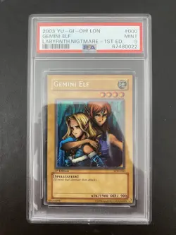 Yugioh Gemini Elf LON-000 PSA 9 1st Edition - Image 1