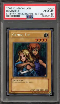 Yu-Gi-Oh! Gemini Elf Labyrinth of Nightmare 1st Ed Secret Rare LON-000 PSA 10 - Image 1