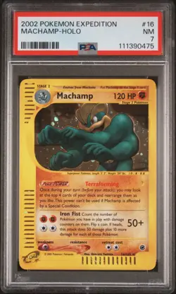 pokemon machamp 16/165 rare holo foil set expedition near mint eng psa 7 2002 - Image 1