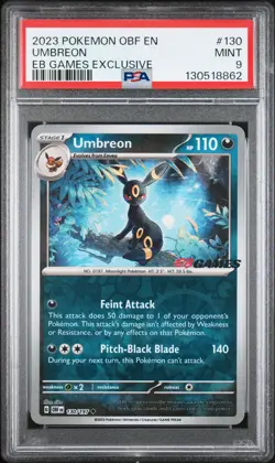 2023 POKEMON OBF EN-OBSIDIAN FLAMES EB GAMES EXCLUSIVE #130 UMBREON PSA 9 - Image 1