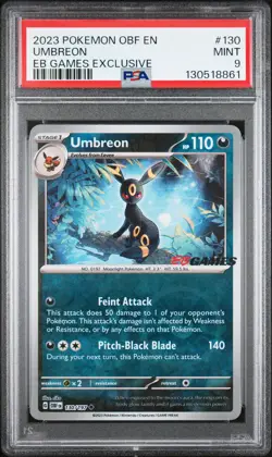 2023 POKEMON OBF EN-OBSIDIAN FLAMES EB GAMES EXCLUSIVE #130 UMBREON PSA 9 - Image 1