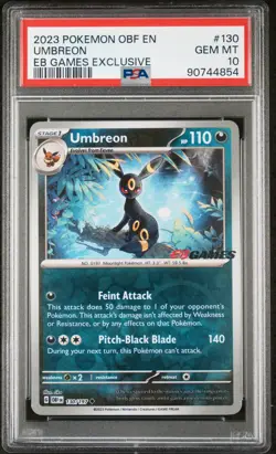 2023 POKEMON OBF EN-OBSIDIAN FLAMES EB GAMES EXCLUSIVE #130 UMBREON PSA 10 - Image 1