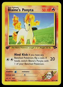 Pokemon Card - Blaine's Ponyta Gym Challenge 1st Edition 64/132 Common - Image 1