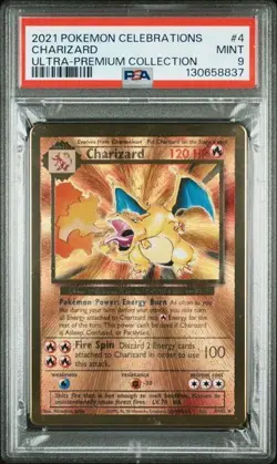 2021 CHARIZARD #4 & PIKACHU #58 POKEMON UPC CELEBRATIONS METAL CARD PSA 9 - Image 2