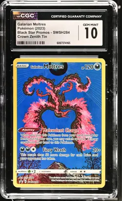 2023 Pokemon Black Star Promos Galarian Moltres Crown Zenith Tin CGC 10 #SWSH284 - Image 1