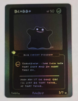 Blobbo (Ditto) 5/7 Blackout Shadow 1st Edition Pokederp Pokemon Fan Art Card NM - Image 1