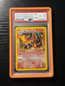 2000 POKEMON GYM CHALLENGE HOLO-CORRECTED SYMBOL #2 BLAINE'S CHARIZARD PSA 8 - Image 1