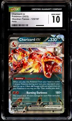CGC 10 GEM MINT Charizard Ex 125/197 HOLO RARE Obsidian Flames Pokemon Card - Image 2