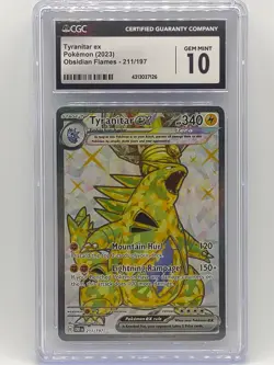 Pokemon 2023 Obsidian Flames Tyranitar ex 211/197 Secret Rare CGC 10 Gem Mint - Image 1