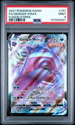 2021 POKEMON SWORD & SHIELD FUSION STRIKE #157 FULL ART/GENGAR VMAX PSA 9 - Image 1