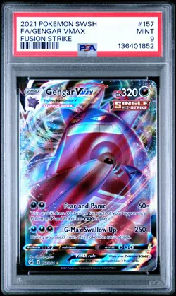 2021 POKEMON SWORD & SHIELD FUSION STRIKE #157 FULL ART/GENGAR VMAX PSA 9 - Image 1