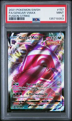 2021 POKEMON SWORD & SHIELD FUSION STRIKE #157 FULL ART/GENGAR VMAX PSA 9 - Image 1