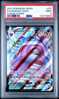 2021 POKEMON SWORD & SHIELD FUSION STRIKE #157 FULL ART/GENGAR VMAX PSA 9 - Image 1