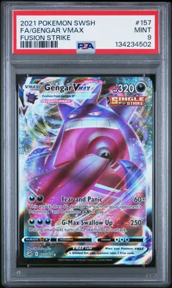 2021 POKEMON SWORD & SHIELD FUSION STRIKE #157 FULL ART/GENGAR VMAX PSA 9 - Image 1