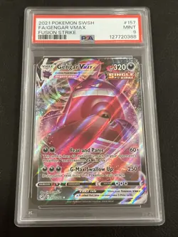 2021 POKEMON SWORD & SHIELD FUSION STRIKE #157 FULL ART/GENGAR VMAX PSA 9 - Image 1