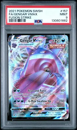 2021 POKEMON SWORD & SHIELD FUSION STRIKE #157 FULL ART/GENGAR VMAX PSA 9 - Image 1