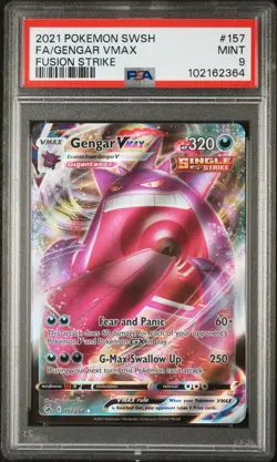 2021 POKEMON SWORD & SHIELD FUSION STRIKE #157 FULL ART/GENGAR VMAX PSA 9 - Image 1