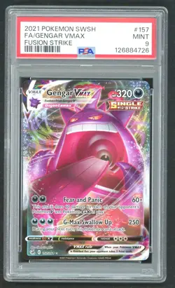 2021 POKEMON SWORD & SHIELD FULL ART GENGAR VMAX FUSION STRIKE #157 PSA 9 MINT - Image 1