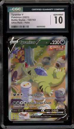 Pokemon Tyranitar V Battle Styles Full Alt Art #155 CGC 10 Gem Mint - Image 1