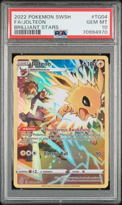PSA 10 Gem Mint Pokemon TCG JOLTEON FULL ART TG04/TG30 BRILLIANT STARS 2022 - Image 1