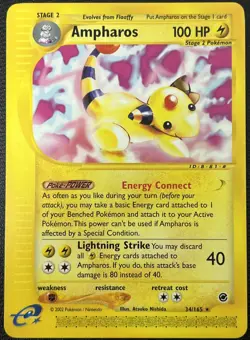 Ampharos 34/165 Expedition E-Reader Rare Pokemon Card NM - Image 1