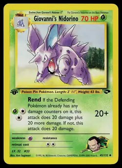 Pokemon Card - Giovanni's Nidorino Gym Challenge 45/132 1st Edition - Image 1