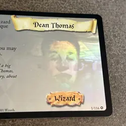 Harry Potter TCG Dean Thomas 1/116 Hologram Holo Trading Card 2001 Wizards NM - Image 3