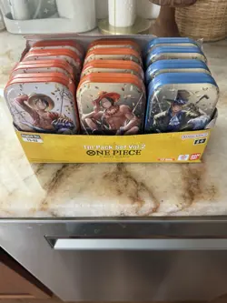 (LOT OF 9)One Piece CCG Card Game 2-Pack Mini Tin Set Vol 2 Bandai NEW SEALED! - Image 1