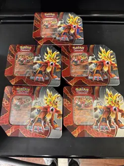 Pokemon TCG: Paradox Destinies Gouging Fire ex Tin / New - Image 1
