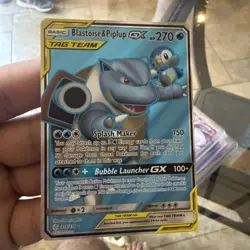 Pokemon TCG Blastoise Piplup GX Full Art Tag Team 214/236 Cosmic Eclipse Mint - Image 1