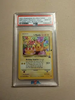 2021 Pokemon Celebrations Birthday Pikachu Black Star Promo #24 PSA 10 - Image 1