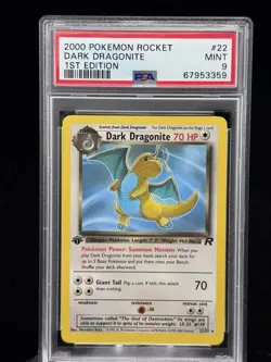 Dark Dragonite #22 Non-Holo 1st Edition Team Rocket 2000 Pokemon PSA 9 🐉 - Image 1