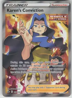 Pokemon TCG Karen's Conviction (Full Art) Ultra SWSH06: Chilling Reign 193/198 - Image 1