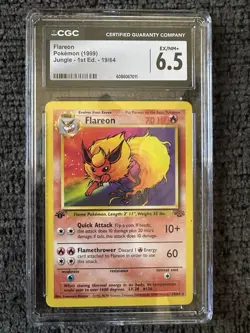Pokemon TCG Flareon 1999 Jungle 1st Edition 19/64 CGC 6.5 EX/NM+ - Image 1
