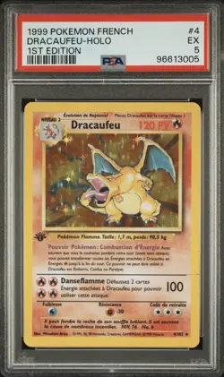 1999 Pokemon FRENCH 1st Edition Base Set Dracaufeu-Charizard Holo 4/102 PSA 5 EX - Image 1