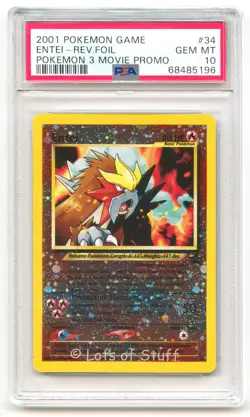 PSA 10 GEM MINT Entei Wizards Black Star Promos 34 Reverse Holo Promo Swirl -96 - Image 1