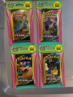Pokemon Team Up Sealed 2 Pack Mini Blister Dollar General ART SET X4 - FREE SHIP - Image 1