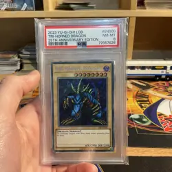 Yu-Gi-Oh! PSA 8 Tri-Horned Dragon LOB-EN000 Legend of Blue Eyes White Drago 25th - Image 1