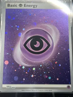 Pokemon 151 Psychic Energy Holo HD With Full Mew Swirl Right By Energy Emblem! - Image 3