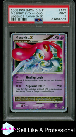 MESPRIT LV. X POKEMON 143 2008 D&P LEGENDS AWAKENED HOLO ENGLISH PSA 9 - Image 1