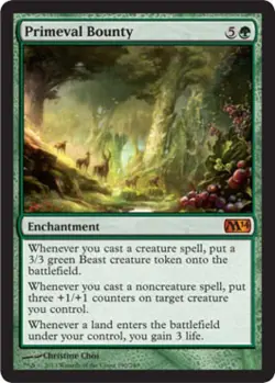 Primeval Bounty -Foil Medium Play MTG Magic 2014 Core Set - Image 1