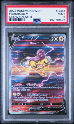 2023 Pokemon SWSH Crown Zenith Raikou V Galarian Gallery #GG41 Full Art PSA 9 - Image 1