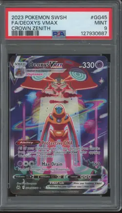 2023 Pokemon SWSH Crown Zenith Full Art #GG45 Deoxys Vmax Mint PSA 9 - Image 1