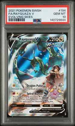 2021 POKEMON SWORD & SHIELD EVOLVING SKIES #194 FULL ART/RAYQUAZA V PSA 10 - Image 1