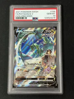 💎 2021 POKEMON SWORD & SHIELD EVOLVING SKIES #194 FULL ART/RAYQUAZA V PSA 10 💎 - Image 1