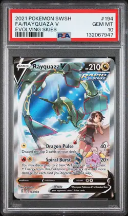 2021 POKEMON SWORD & SHIELD EVOLVING SKIES #194 FULL ART/RAYQUAZA V PSA 10 - Image 1