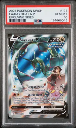 2021 POKEMON SWORD & SHIELD EVOLVING SKIES #194 FULL ART/RAYQUAZA V PSA 10 - Image 1