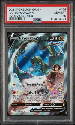 2021 POKEMON SWORD & SHIELD EVOLVING SKIES #194 FULL ART/RAYQUAZA V PSA 10 - Image 1