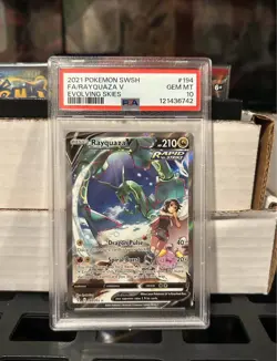 2021 POKEMON SWORD & SHIELD EVOLVING SKIES 194/203 RAYQUAZA V FULL ART PSA 10 - Image 1